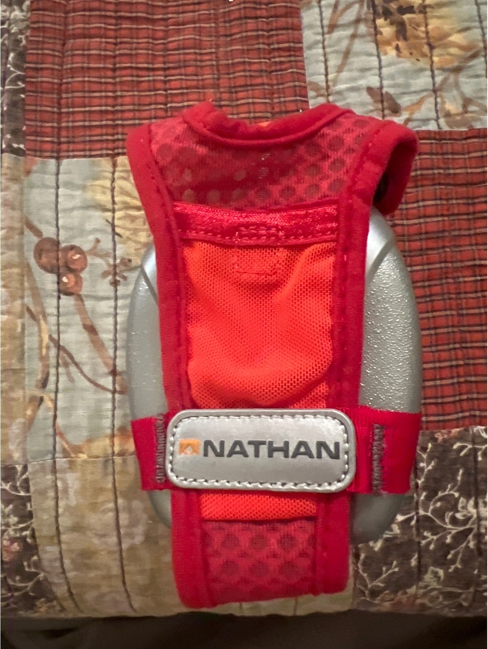 Nathan Handheld Running Water Bottle with Storage Pouch - Red